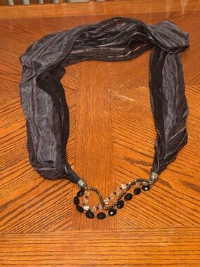 Women's Black Multi-Strand Beaded Scarf Necklace